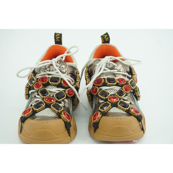Gucci Flashtrek Jewel Sega Sneakers Size 35 $1725 Jem Metallic Leather Mesh NIB - Picture 10 of 12